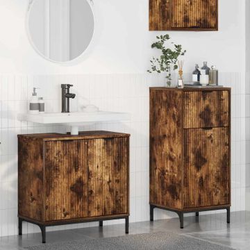 vidaXL Vonios baldų rinkinys su stalčių 2 pcs Rūkyta ąžuolas