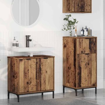 vidaXL Vonios baldų rinkinys su stalčių 2 pcs Senovinis medis