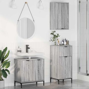 vidaXL Vonios baldų rinkinys su stalčių 3 pcs Pilka sonoma ąžuolo