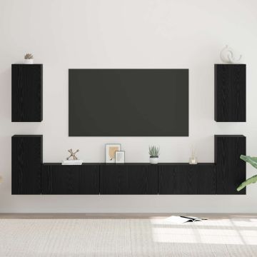 vidaXL TV spintelių komplektas Juodas ąžuolas Apdirbta mediena