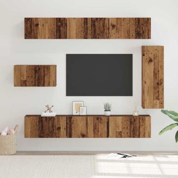 vidaXL TV spintelių komplektas 8 pcs Senovinis medis Apdirbta mediena