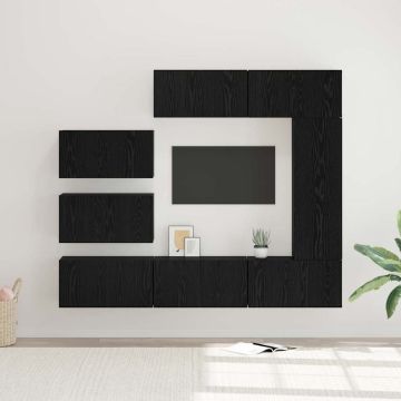 vidaXL TV spintelių komplektas 8 pcs Juodas ąžuolas Apdirbta mediena