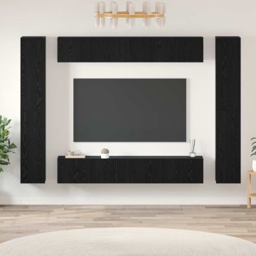 vidaXL TV spintelių komplektas 10 pcs Juodas ąžuolas Apdirbta mediena