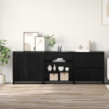 vidaXL Kabalas 3 pcs Juodas ąžuolas 70 x 41 x 75 cm Apdirbta mediena