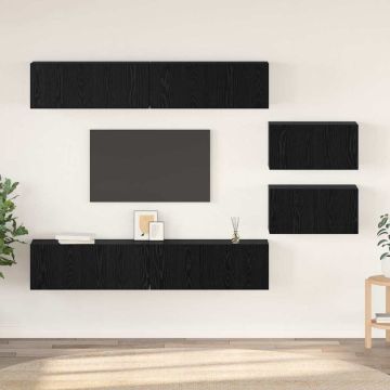 vidaXL TV spintelių komplektas 6 pcs Juodas ąžuolas Apdirbta mediena