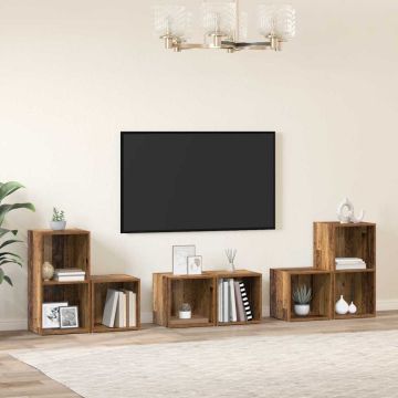 vidaXL TV spintelių komplektas 6 pcs Senovinis medis Apdirbta mediena