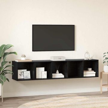 vidaXL TV spintelės komplektas 2 pcs Juodas ąžuolas Apdirbta mediena