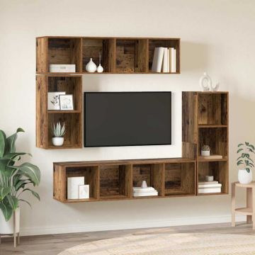 vidaXL TV spintelių komplektas 4 pcs Senas medis Apdirbta mediena