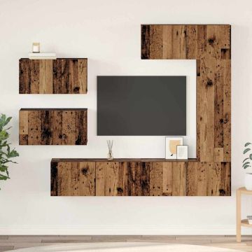 vidaXL TV spintelių komplektas 6 pcs Senovinis medis Apdirbta mediena