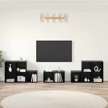 vidaXL TV spintelės komplektas 8 pcs Juodas ąžuolas Apdirbta mediena