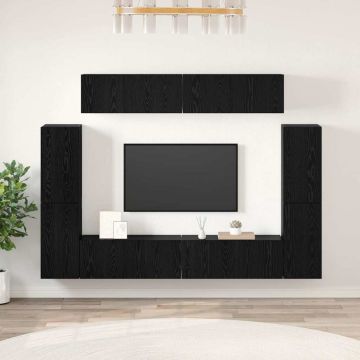 vidaXL TV spintelių komplektas 8 pcs juoda ąžuolo Apdirbta mediena