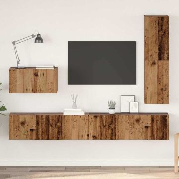 vidaXL TV spintelių komplektas 4 pcs Senovinis medis Apdirbta mediena