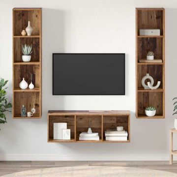 vidaXL TV spintelių komplektas 3 pcs Senovinis medis Apdirbta mediena