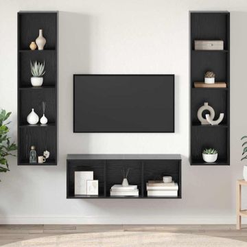 vidaXL TV spintelių komplektas 3 pcs Juodas ąžuolas Apdirbta mediena