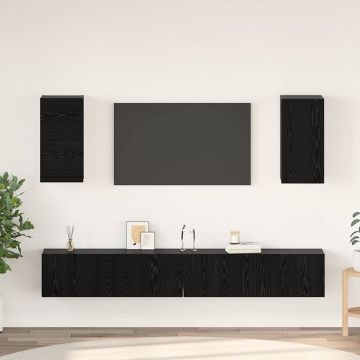 vidaXL Sieninis televizoriaus stovas 3 pcs Juodas ąžuolas