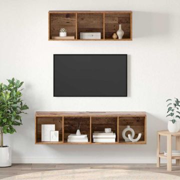 vidaXL TV spintelių komplektas 2 pcs Senovinis medis Apdirbta mediena
