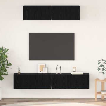 vidaXL TV spintelių komplektas 4 pcs Juodas ąžuolas Apdirbta mediena