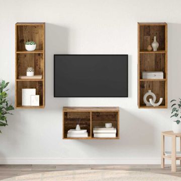 vidaXL TV spintelių komplektas Senovinis medis 37 x 37 x 107 cm