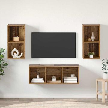 vidaXL TV spintelių komplektas 3 pcs Senovinis medis Apdirbta mediena