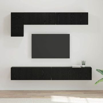 vidaXL TV spintelių komplektas 5 pcs Juodas ąžuolas Apdirbta mediena