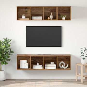 vidaXL TV spintelių komplektas 3 pcs Senovinis medis Apdirbta mediena