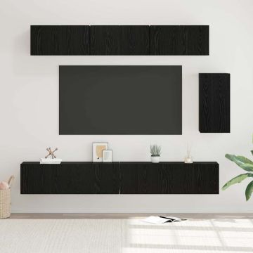 vidaXL TV spintelių komplektas 6 pcs Juodas ąžuolas Apdirbta mediena