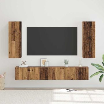 vidaXL TV spintelių komplektas 5 pcs Senovinis medis Apdirbta mediena