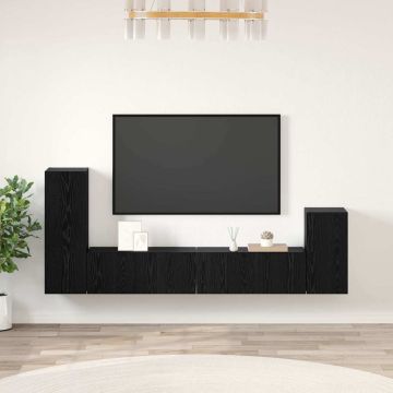 vidaXL Sieninis televizoriaus stovas 3 pcs Juodas ąžuolas