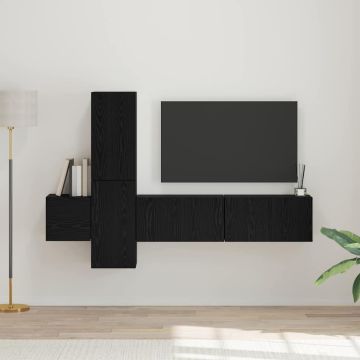 vidaXL TV spintelių komplektas 5 pcs Juodas ąžuolas Apdirbta mediena