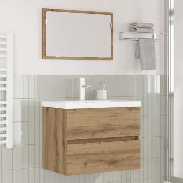 vidaXL Vonios baldų rinkinys 3 pcs Amatininkų ąžuolas Apdirbta mediena