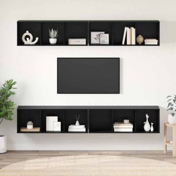 vidaXL TV spintelių komplektas 4 pcs Juodas ąžuolas 37 x 37 x 107 cm