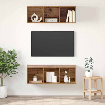 vidaXL TV spintelių komplektas 2 pcs Senovinis medis 37 x 37 x 107 cm