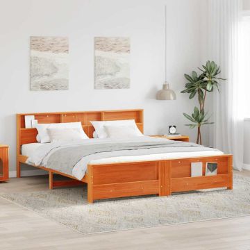 vidaXL Lovos rėmas Vaško ruda 200 x 200 cm Apdirbta mediena