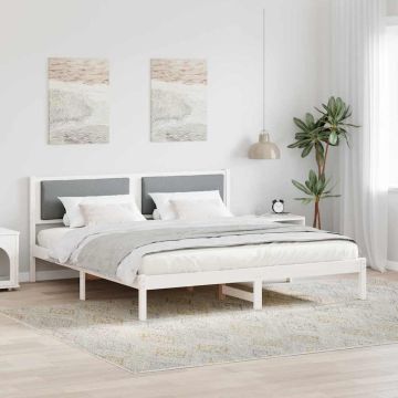 vidaXL Lovos rėmas Šviesiai pilka 200 x 200 cm Kietos pušies mediena