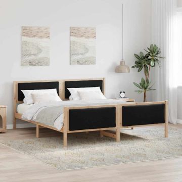 vidaXL Lovos rėmas su galvūgalio Juoda 200 x 200 cm audinys