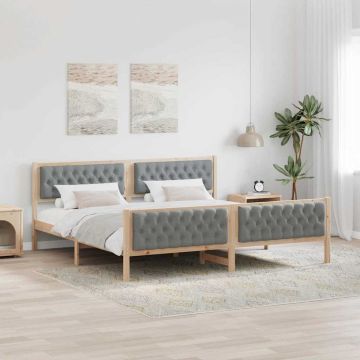 vidaXL Lovos rėmas Šviesiai pilka 200 x 200 cm Kietos pušies mediena