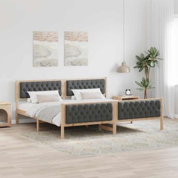 vidaXL Lovos rėmas Tamsiai pilka 200 x 200 cm Kietos pušies mediena