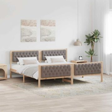 vidaXL Lovos rėmas Taupe 200 x 200 cm Kietos pušies mediena