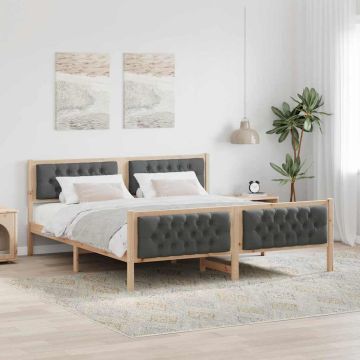 vidaXL Lovos rėmas Tamsiai pilka 180 x 200 cm Kietos pušies mediena