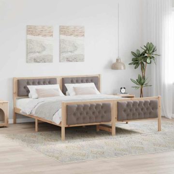 vidaXL Lovos rėmas Taupe 180 x 200 cm Kietos pušies mediena