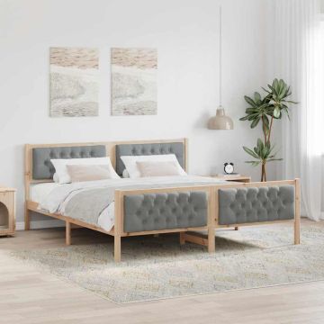 vidaXL Lovos rėmas Šviesiai pilka 160 x 200 cm Kietos pušies mediena