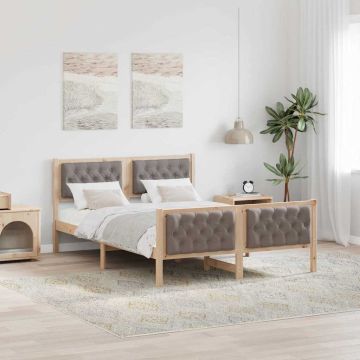 vidaXL Lovos rėmas Taupe 150 x 200 cm Kietos pušies mediena