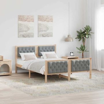 vidaXL Lovos rėmas Šviesiai pilka 140 x 200 cm Kietos pušies mediena