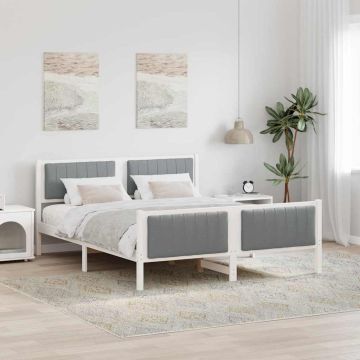 vidaXL Lovos rėmas Balta ir šviesiai pilka 160 x 200 cm Pušies masyvas
