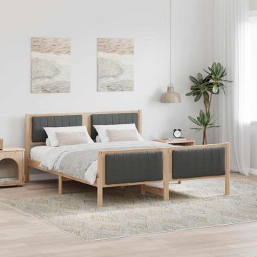 vidaXL Lovos rėmas ruda ir tamsiai pilka 150 x 200 cm Pušies masyvas