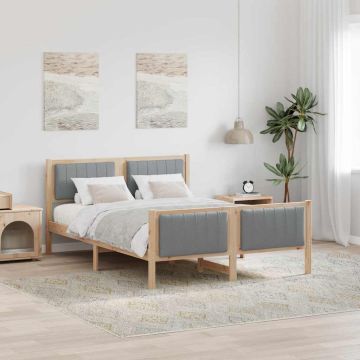 vidaXL Lovos rėmas Ruda ir šviesiai pilka 140 x 200 cm Pušies masyvas