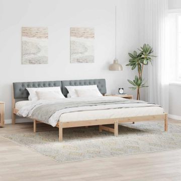 vidaXL Lovos rėmas Ruda ir šviesiai pilka 200 x 200 cm Pušies masyvas