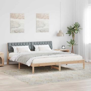 vidaXL Lovos rėmas Ruda ir šviesiai pilka 180 x 200 cm Pušies masyvas