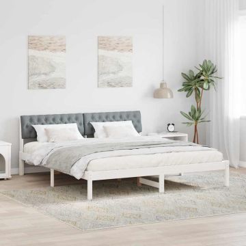 vidaXL Lovos rėmas Balta ir šviesiai pilka 180 x 200 cm Pušies masyvas