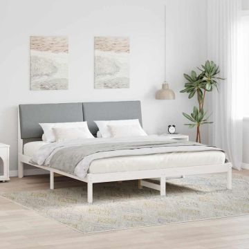 vidaXL Lovos rėmas Balta ir šviesiai pilka 200 x 200 cm Pušies masyvas